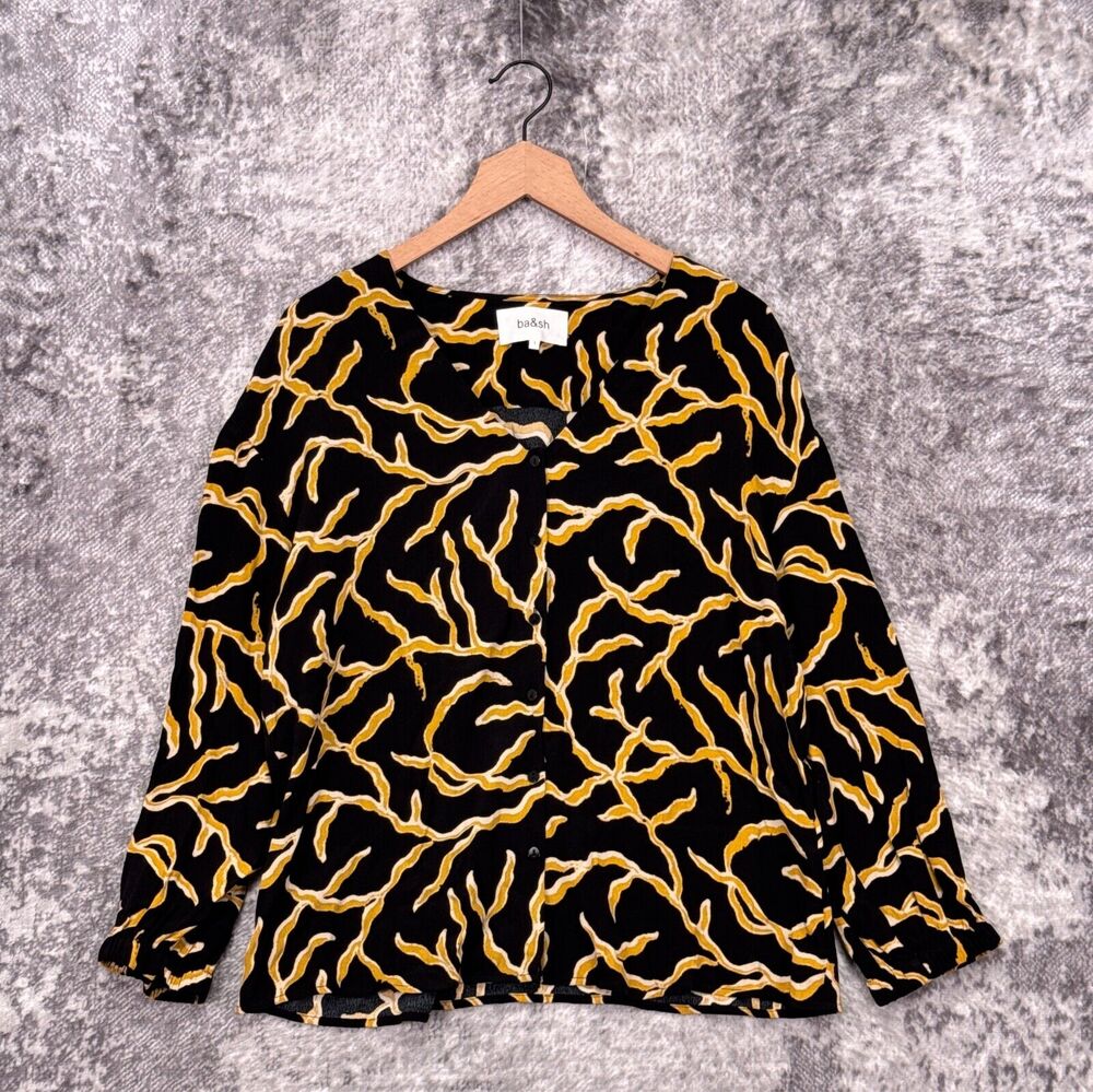 BA&SH Top 3 / US Large Womens Print Long Sleeve Button Blouse